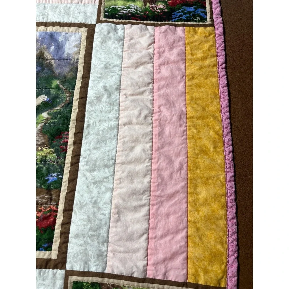 Baby Quilt Snow White, Hand Quilted size 38 1/2